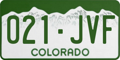 CO license plate 021JVF