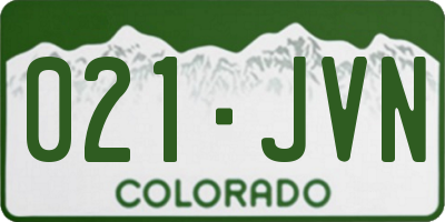 CO license plate 021JVN