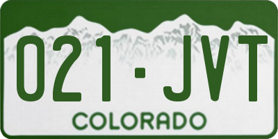 CO license plate 021JVT
