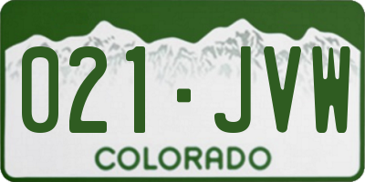 CO license plate 021JVW