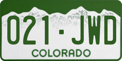 CO license plate 021JWD