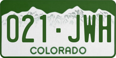 CO license plate 021JWH