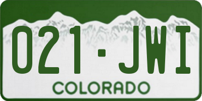 CO license plate 021JWI