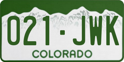 CO license plate 021JWK