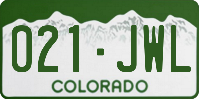 CO license plate 021JWL