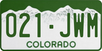 CO license plate 021JWM