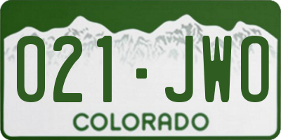 CO license plate 021JWO
