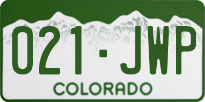 CO license plate 021JWP