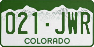 CO license plate 021JWR
