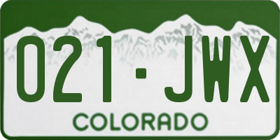 CO license plate 021JWX