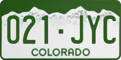 CO license plate 021JYC