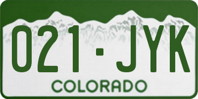 CO license plate 021JYK