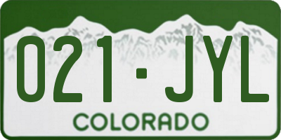 CO license plate 021JYL