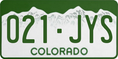 CO license plate 021JYS