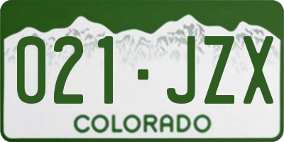 CO license plate 021JZX