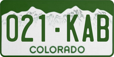CO license plate 021KAB