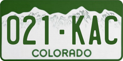 CO license plate 021KAC