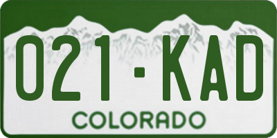 CO license plate 021KAD
