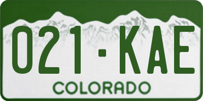 CO license plate 021KAE