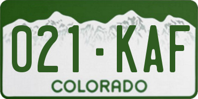 CO license plate 021KAF