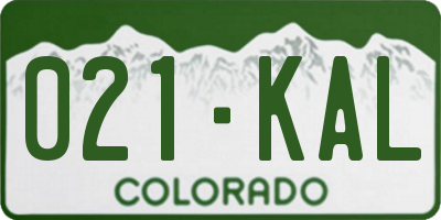 CO license plate 021KAL