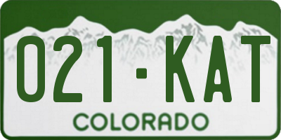 CO license plate 021KAT