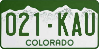 CO license plate 021KAU