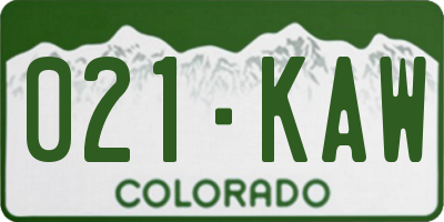 CO license plate 021KAW