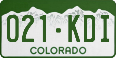 CO license plate 021KDI