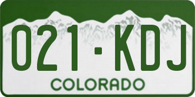 CO license plate 021KDJ