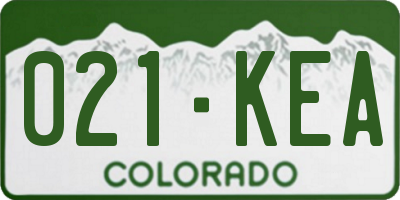 CO license plate 021KEA