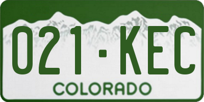 CO license plate 021KEC