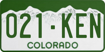 CO license plate 021KEN
