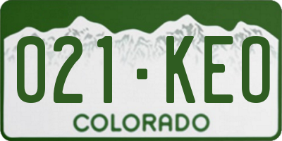 CO license plate 021KEO