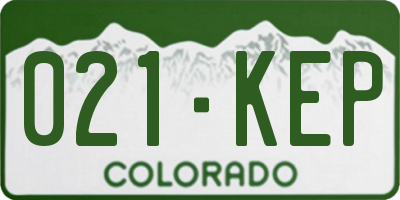 CO license plate 021KEP
