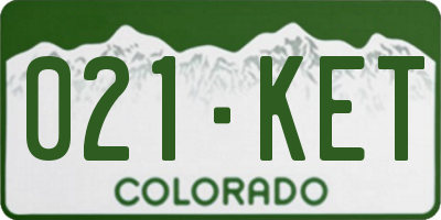 CO license plate 021KET