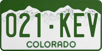 CO license plate 021KEV