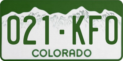 CO license plate 021KFO
