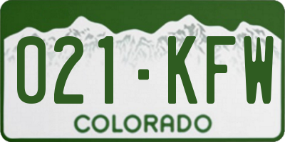 CO license plate 021KFW