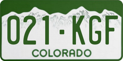 CO license plate 021KGF