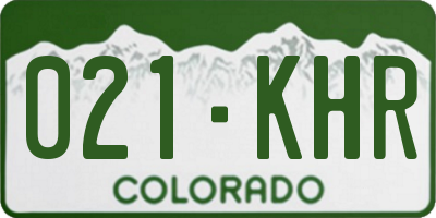 CO license plate 021KHR