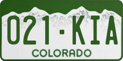 CO license plate 021KIA