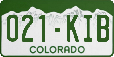 CO license plate 021KIB