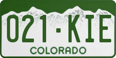 CO license plate 021KIE