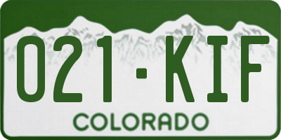 CO license plate 021KIF