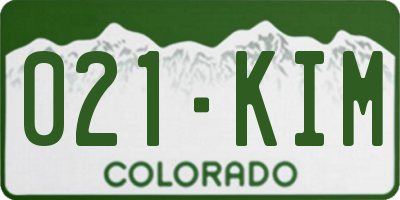 CO license plate 021KIM