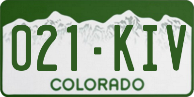 CO license plate 021KIV
