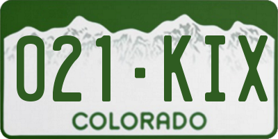 CO license plate 021KIX