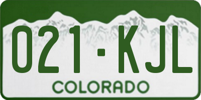 CO license plate 021KJL