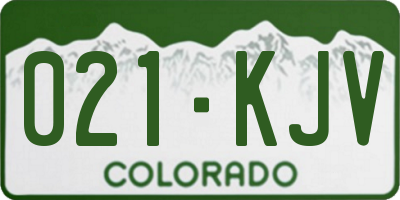 CO license plate 021KJV